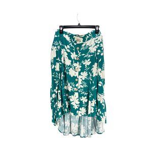 Torrid Floral Hi Low Button Front Skirt Green Chiffon Flowy Plus Size 3 Boho